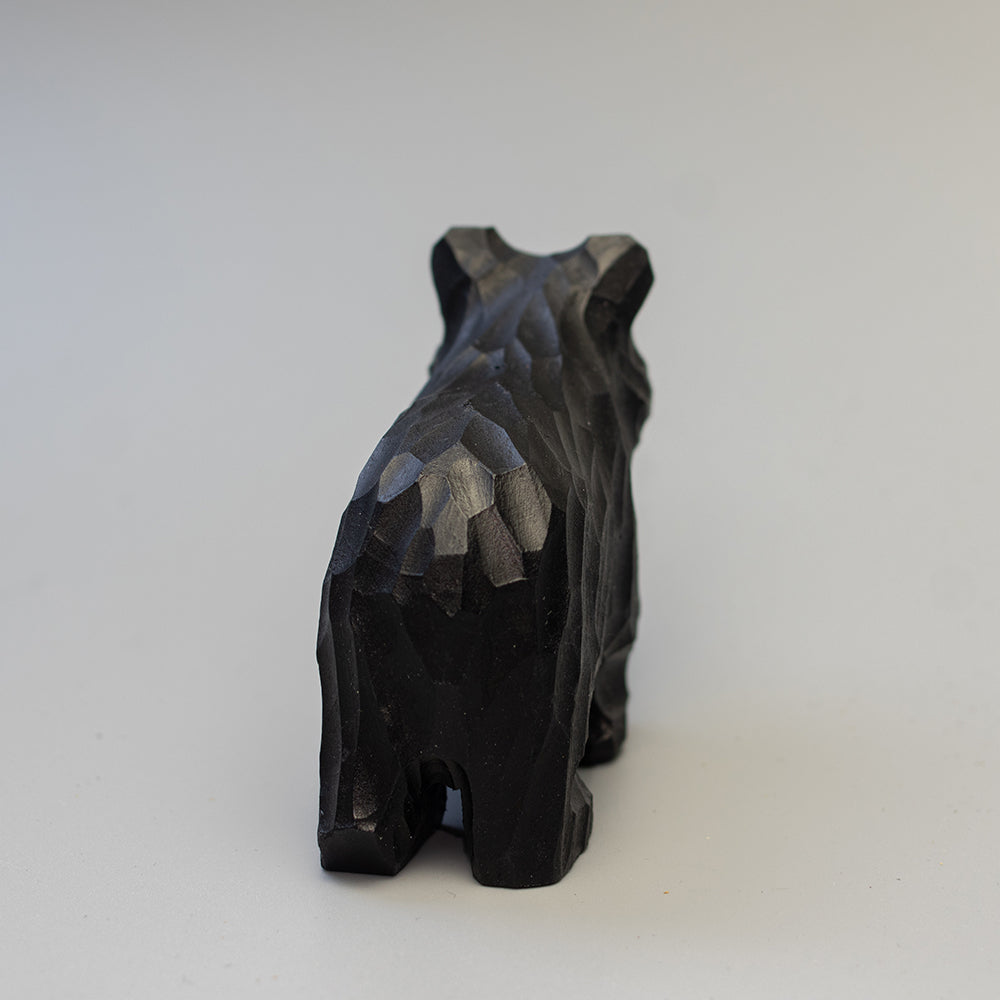 Hand-Carved wood black bear figurine,  an ornament great for home decor and gifts. 