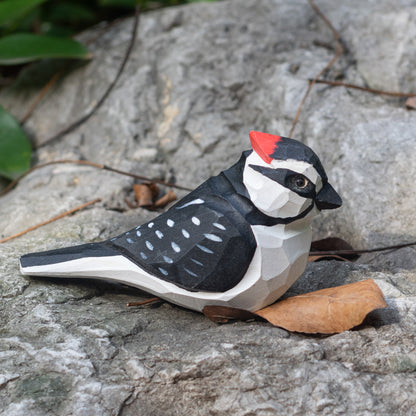 Hand-carved wooden figurine of a Great Spotted Woodpecker, an ornament great for home decor and gifts. Free shipping over $69.