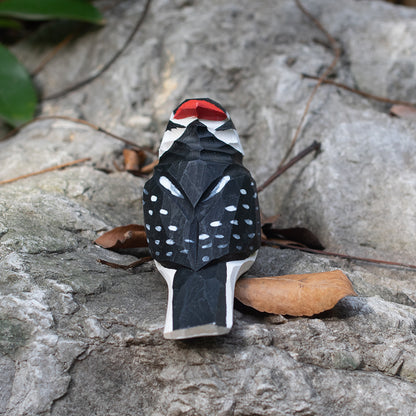 Hand-carved wooden figurine of a Great Spotted Woodpecker, an ornament great for home decor and gifts. Free shipping over $69.