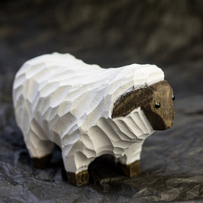 Hand-Carved wood sheep figurine,  an ornament great for home decor and gifts. Free shipping over $69.