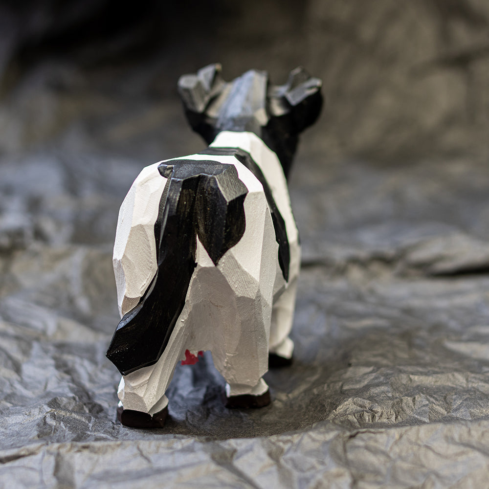 Hand-carved wooden Holstein cow figurine, an ornament great for home decor and gifts. 