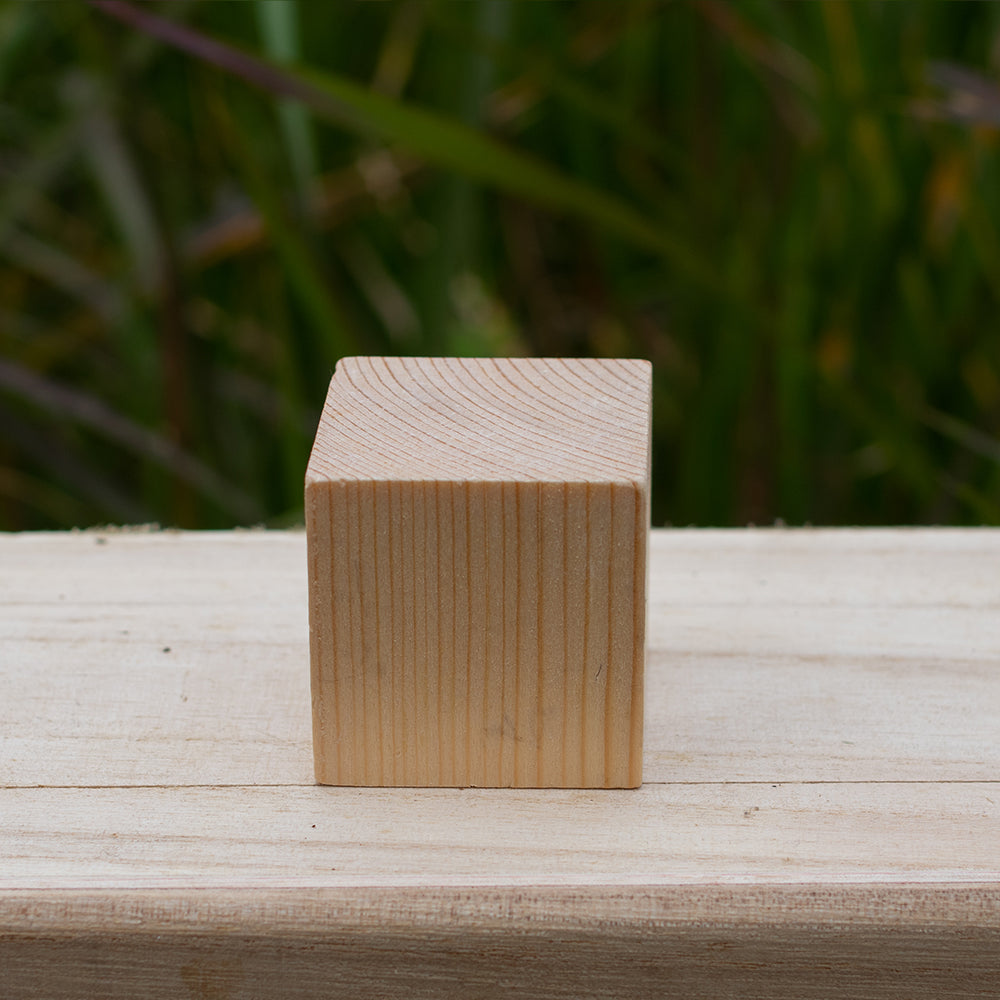 Sleek handcrafted wooden block stand for figurines. 