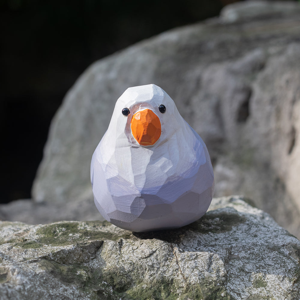 Hand-carved wooden figurine of a White Lovebird, an ornament great for home decor and gifts. Free shipping over $69.