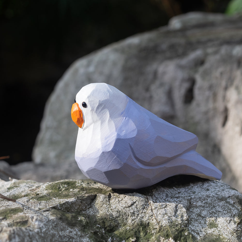 Hand-carved wooden figurine of a White Lovebird, an ornament great for home decor and gifts. Free shipping over $69.